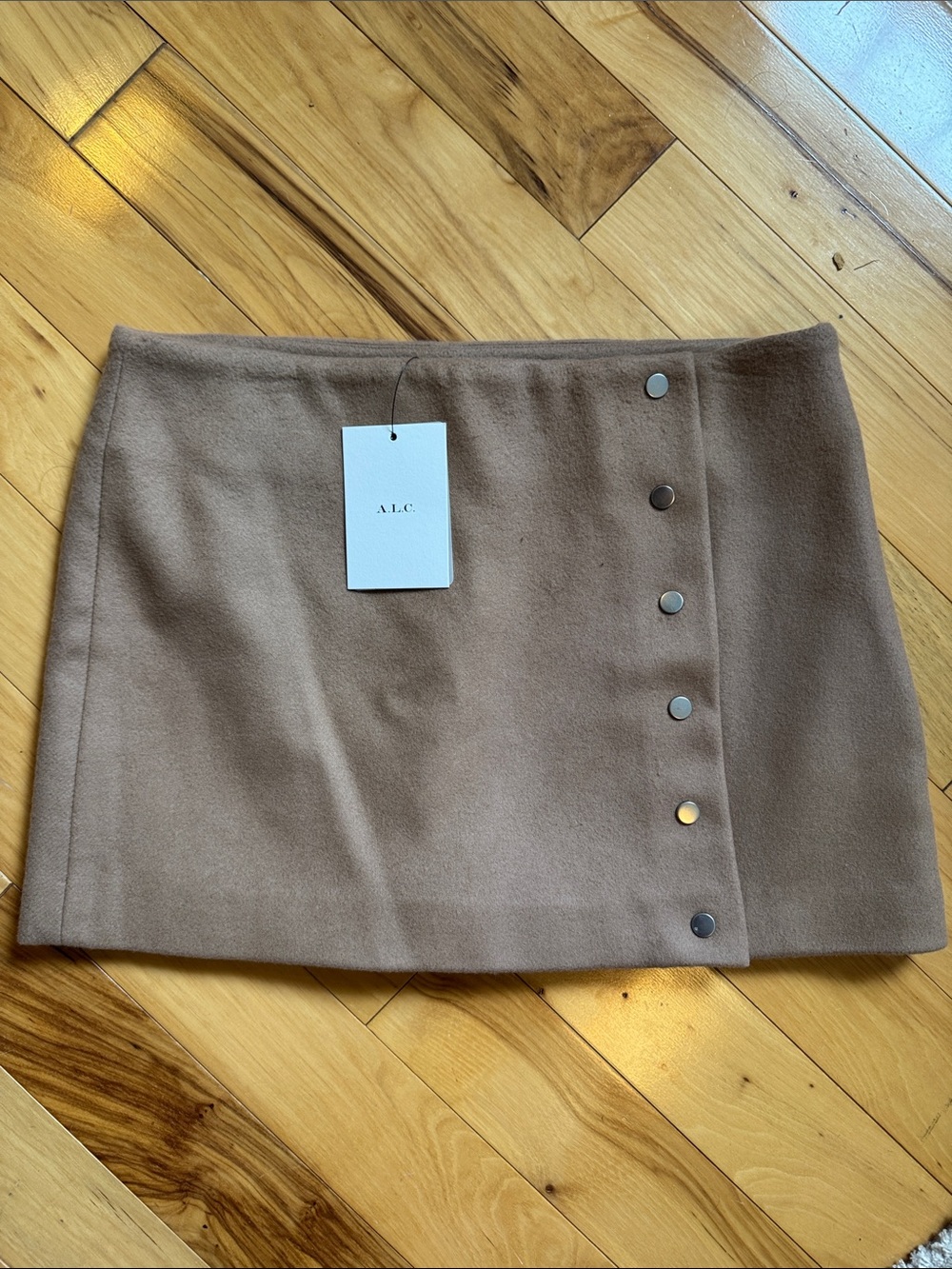 A.L.C. Camel Snap-Button Mini Skirt